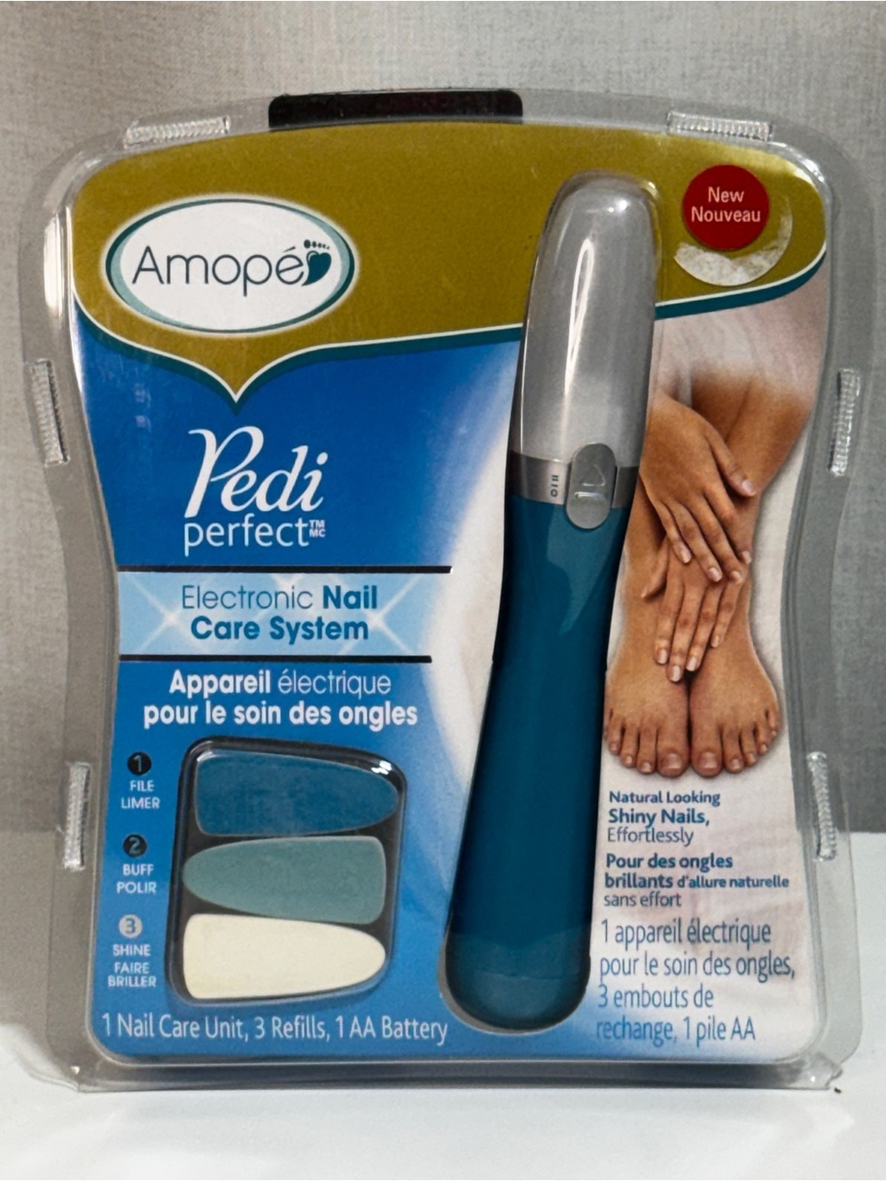 AMOPE Pedi Electronic Nail File System - Blue/White